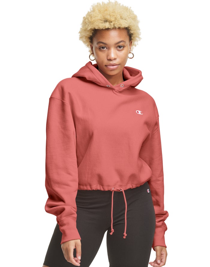 Champion Hoodie Dames - Koraal - Reverse Weave Cinch Bottom ( 482917-THO )